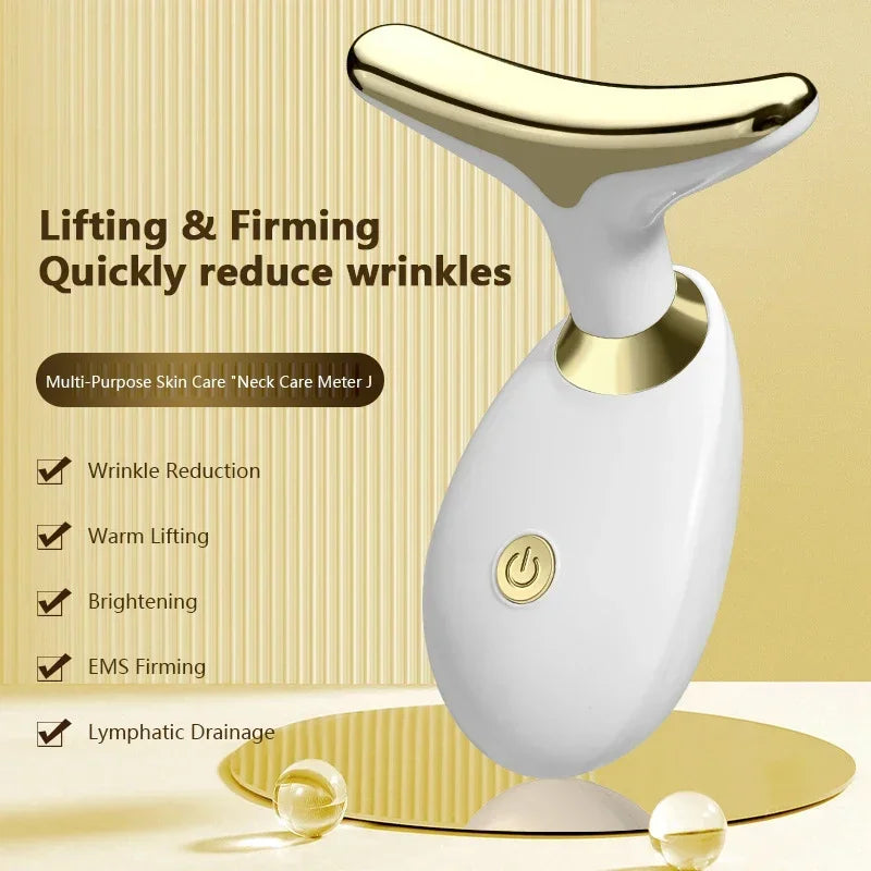 Facial & Neck Massager – Skin Firming, Wrinkle Reducer & Sculpting Tool | Portable LED Light Therapy for Face & Neck Care