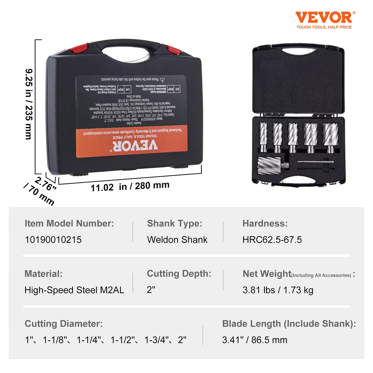 Succebuy Annular Cutter Set - 6-Piece and 13-Piece Weldon Shank Magnetic Drill Bits with 1" and 2" Cutting Depths
