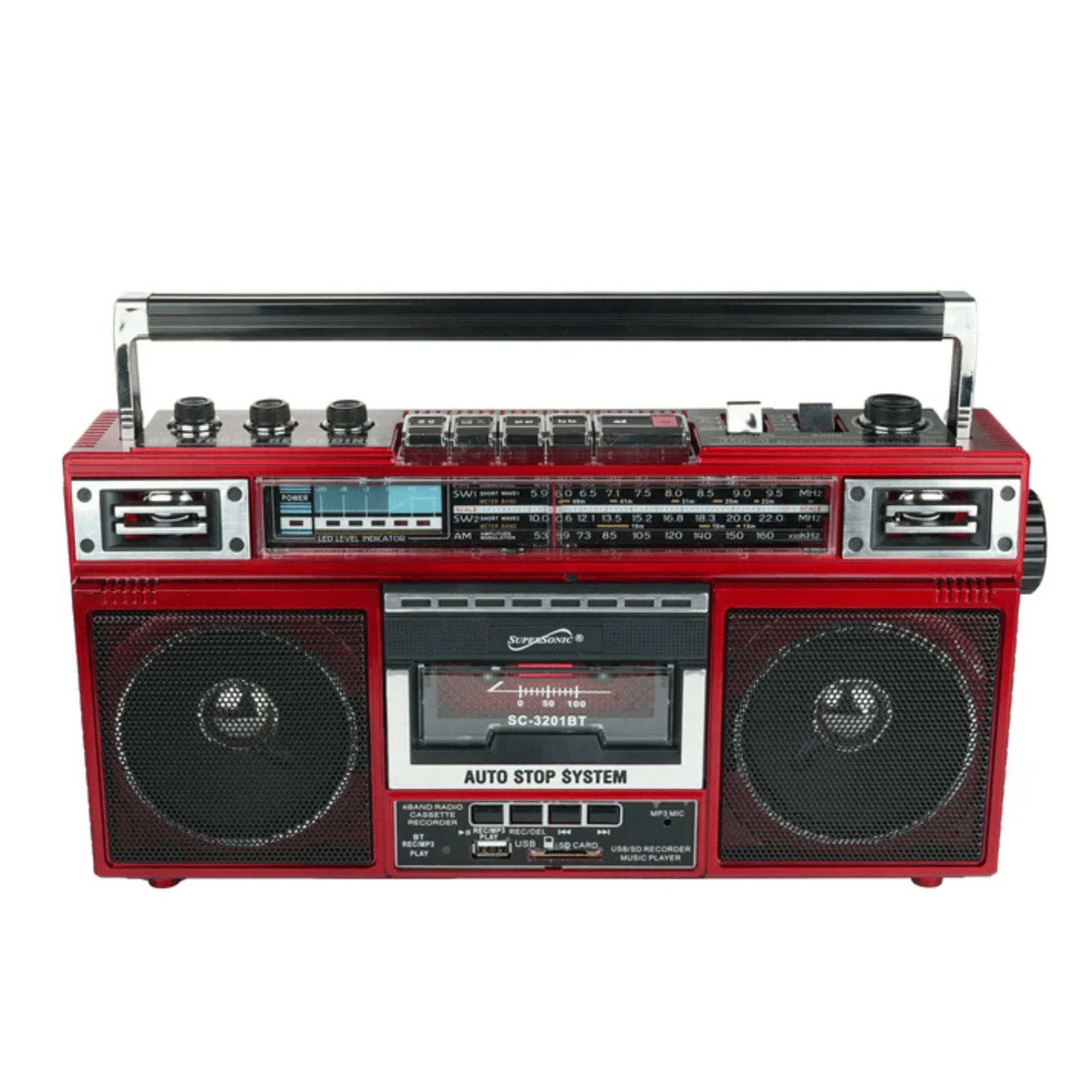 Supersonic 4 Band Bluetooth Radio & Cassette Player + Cassette to Mp3 Converter