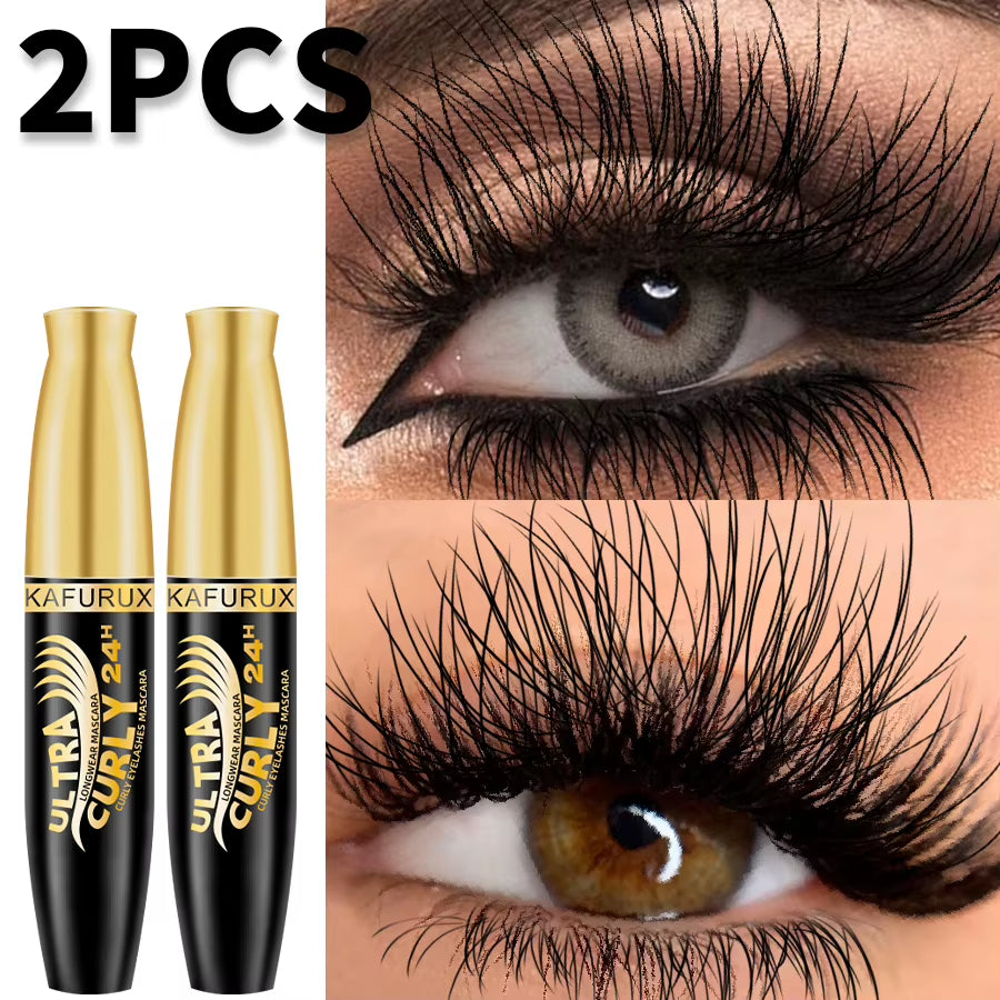 2-Piece Lengthening Black Mascara and Eyelash Brush Set - Long-Wearing Cosmetic Gift for Women