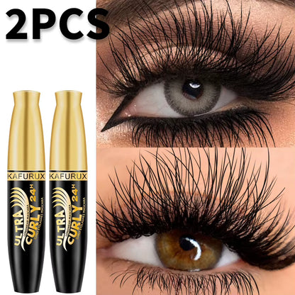 2-Piece Lengthening Black Mascara and Eyelash Brush Set - Long-Wearing Cosmetic Gift for Women