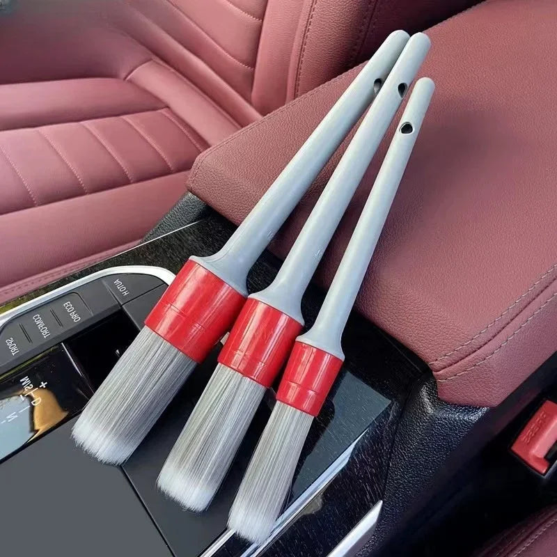 3-Piece Boar Hair Bristle Brush Set for Automotive Exterior and Interior Detailing