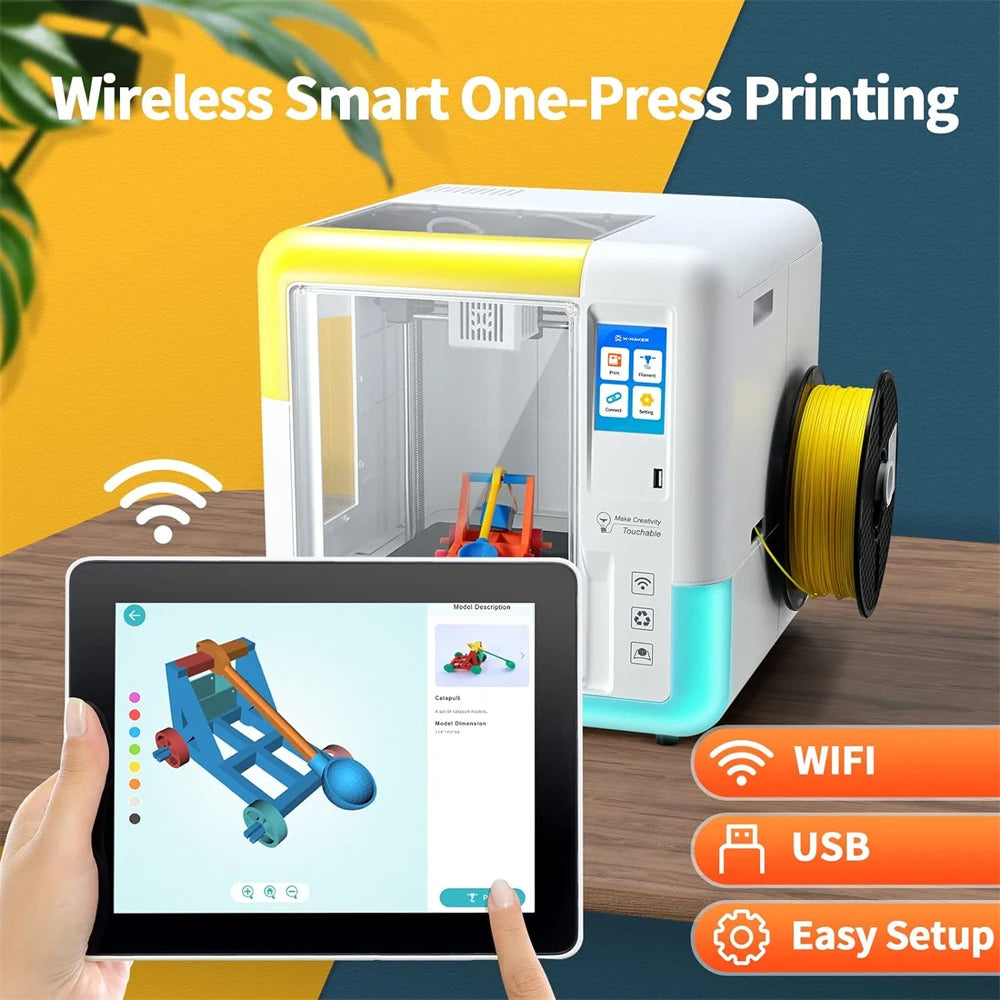  X-MAKER Children'S 3D Printer High Precision 0.1/0.05Mm Ultra Silent <50Db Wireless Smart One-Press Printing Wifi USB Safe Enclosed Design