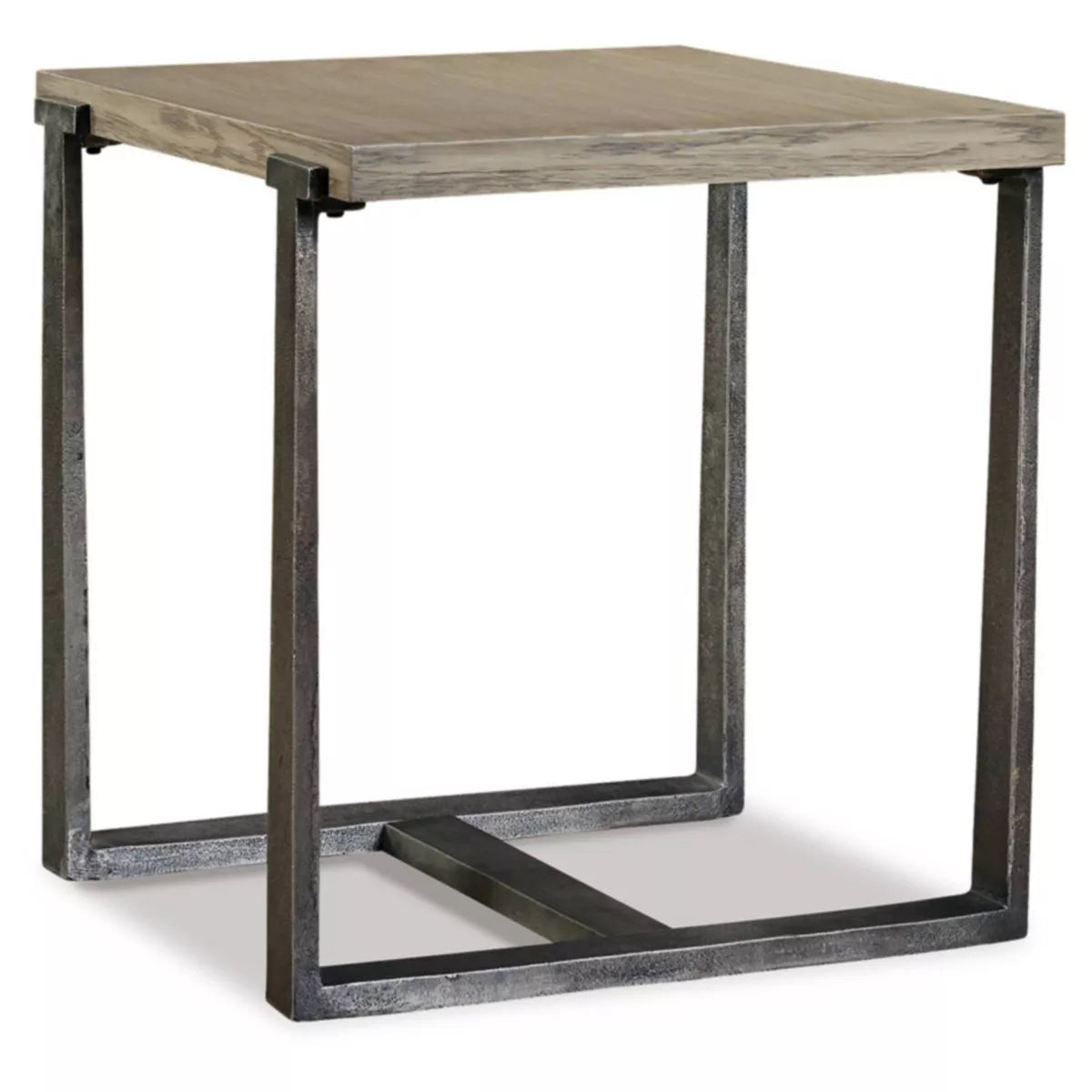 Dalenville Contemporary Square End Table in Black, Gray, Brown, and Beige - Aluminum and Veneer Accent Table