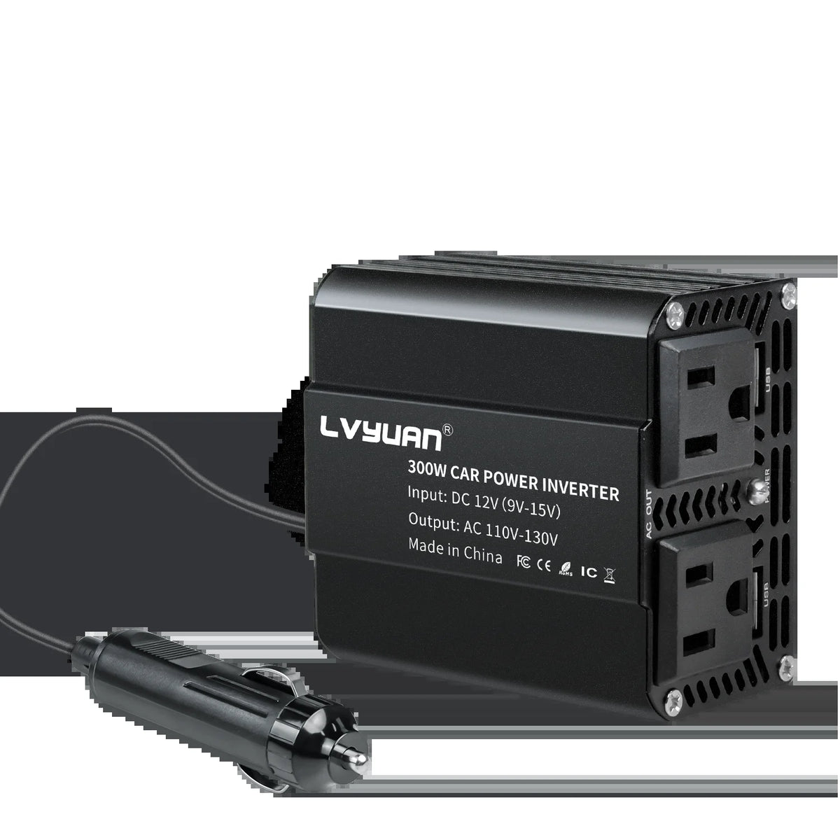 500W/300W Mini Portable Car Inverter DC12V to AC110V with USB 5V 3.1A Output and US Socket