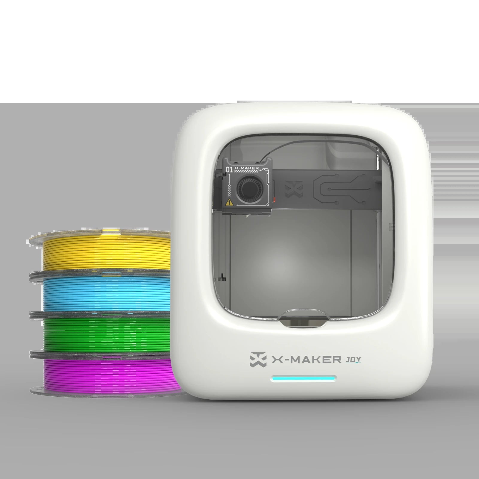 X-MAKER JOY 3D Printer for Kids High Precision 0.05Mm 200Mm/S Printing Speed Wi-Fi USB Enclosed Safe Design AI Voice Interaction Customization with 4Er/8Er Colorful PLA Filament Set