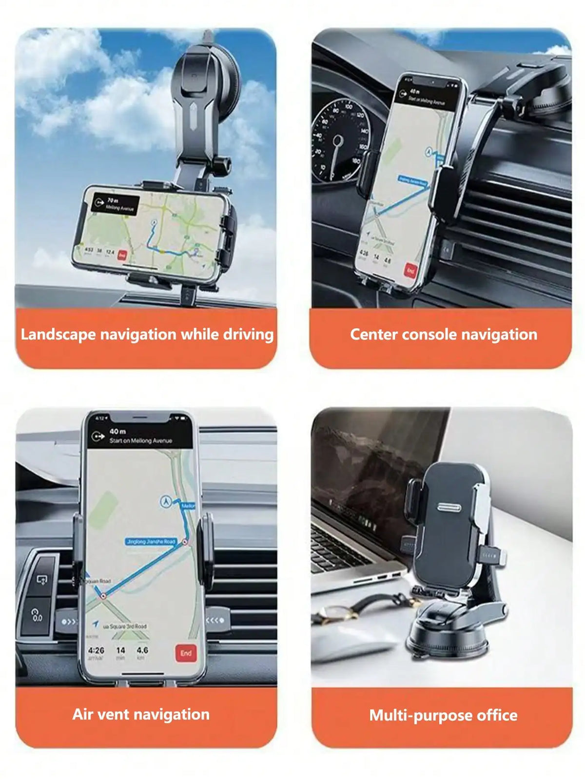 Car Phone Holder with Automatic Suction Cup and 360° Rotation - Universal Mount for Windshields, Suitable for Trucks and Sedans, Ideal for Stable Navigation and Smartphone Use