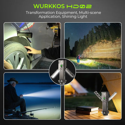 Wurkkos HD02 Rechargeable LED Camping Lamp - 3200 Lumens Portable Searchlight for Outdoor Activities, Fishing, Hunting, and Hiking