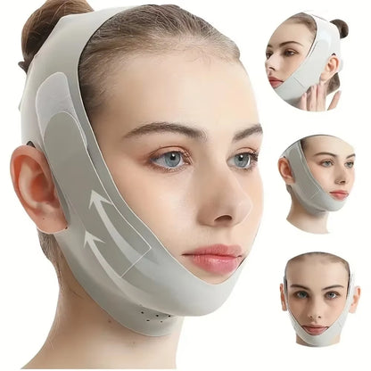 Adjustable V-Shape Facial Lift Band - Breathable and Reusable Double Chin Reducer for Daily Skin Care for Men and Women