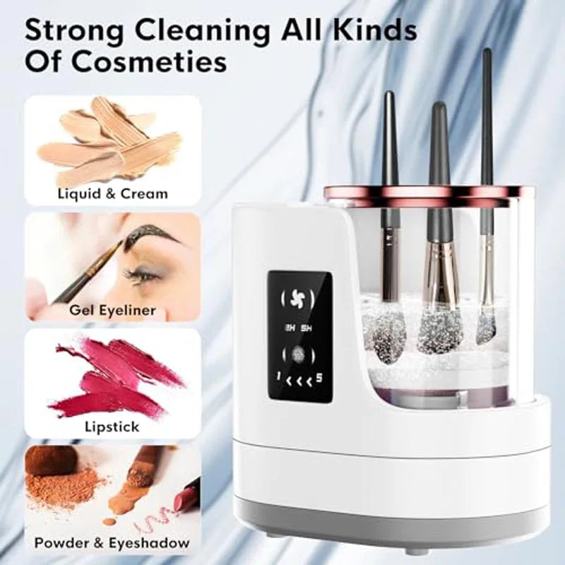 3-in-1 Automatic Electric Makeup Brush Cleaner and Dryer - Quick-Drying Tool for Gentle Care of Brush Bristles