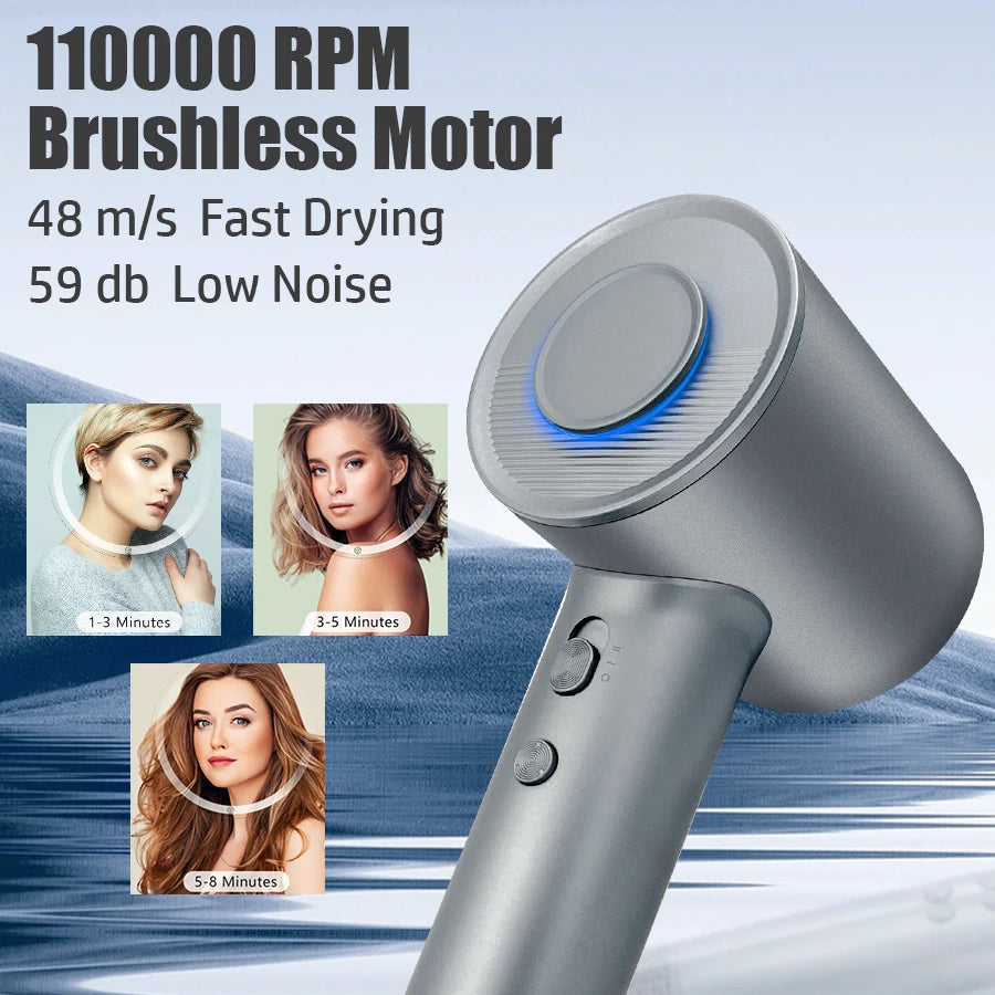 High-Speed Professional Hair Dryer with Negative Ion Technology and Magnetic Nozzle for Enhanced Hair Care and Styling