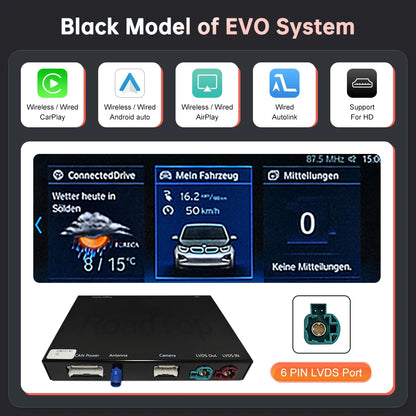 Wireless CarPlay and Android Auto Integration for BMW i3 I01 NBT EVO System (2013-2020) with AirPlay, Rear Camera, and Bluetooth GPS Support