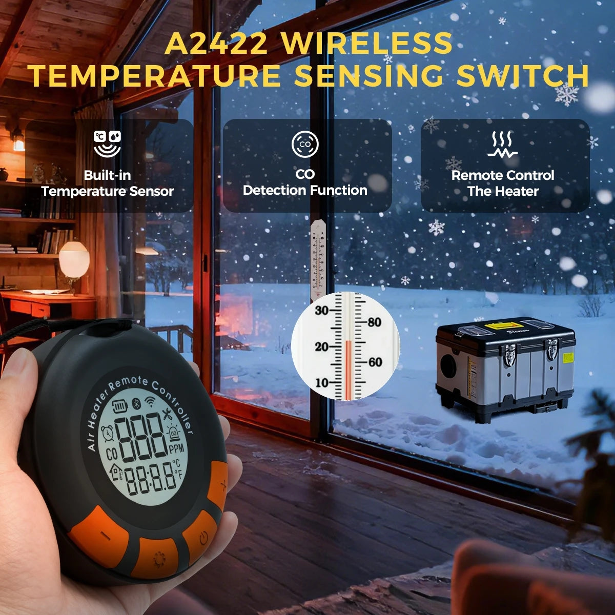 Tb10Pro 8KW Diesel Auxiliary Heater with CO Alarm for 12/24/220V - Portable Night Heater for Car, RV, Camper, Tent, Home, and Garage
