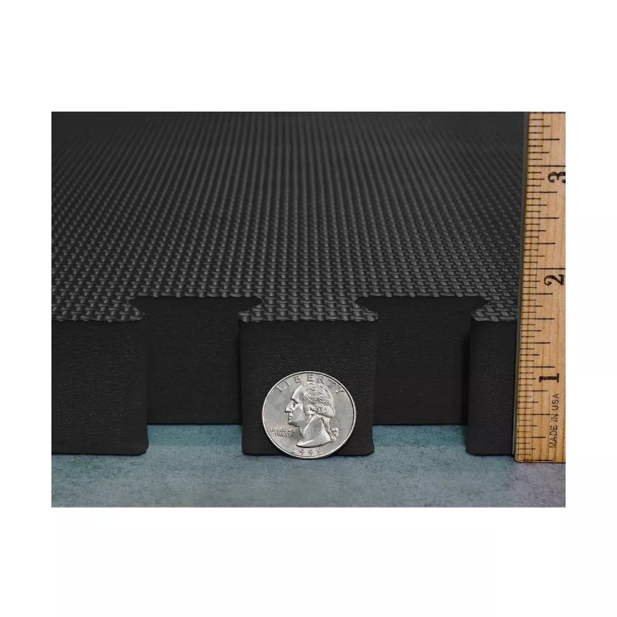 X-Thick 1.5-Inch Interlocking Gym Flooring Tiles - 16 Piece Set, Black