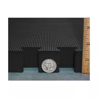 X-Thick 1.5-Inch Interlocking Gym Flooring Tiles - 16 Piece Set, Black