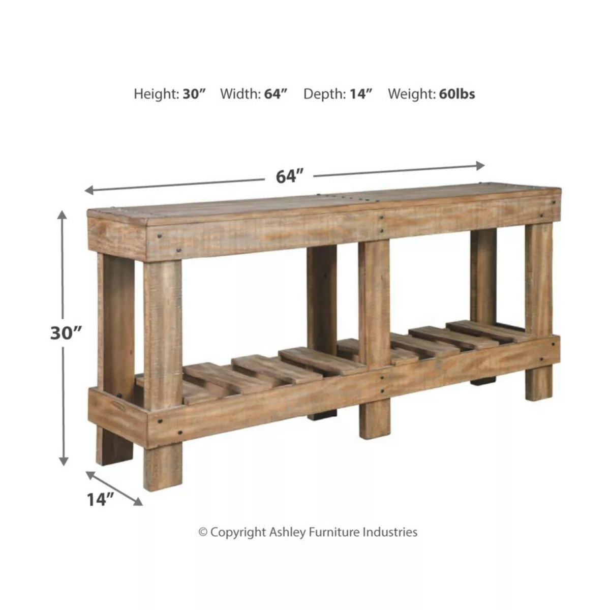 Susandeer Sofa and Console Table Brown - Modern Entryway, Open Shelf Storage