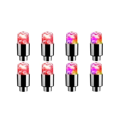 Durable Tire Valve Cap Lights - 2/4/8 Pack for Cars, Motorcycles, and Bicycles