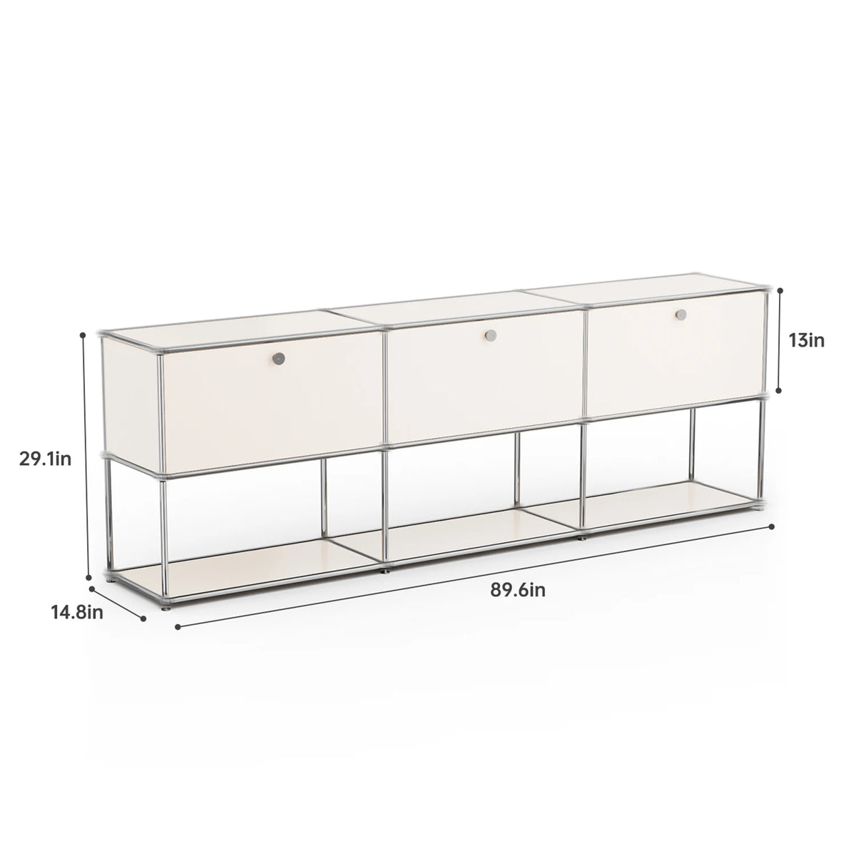 Contemporary Stainless Steel Storage Cabinet and TV Stand for Living Room and Home Office