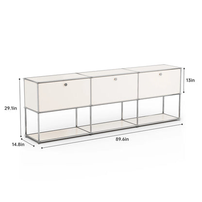 Contemporary Stainless Steel Storage Cabinet and TV Stand for Living Room and Home Office