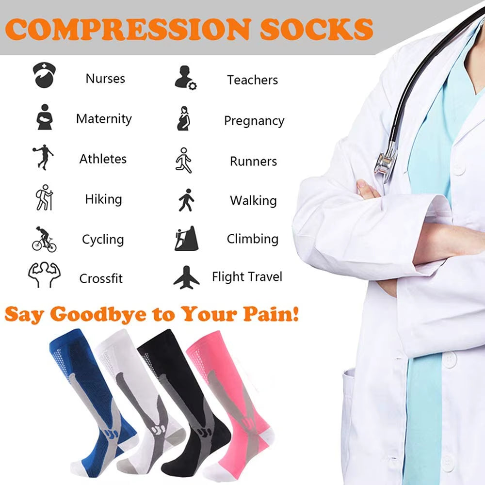 Brothock Athletic Compression Socks - 20-30 mmHg - 3 Pairs for Dropshipping - Nylon Medical Nursing Stockings