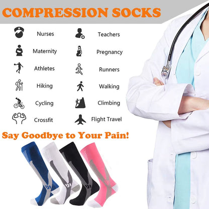 Brothock Athletic Compression Socks - 20-30 mmHg - 3 Pairs for Dropshipping - Nylon Medical Nursing Stockings