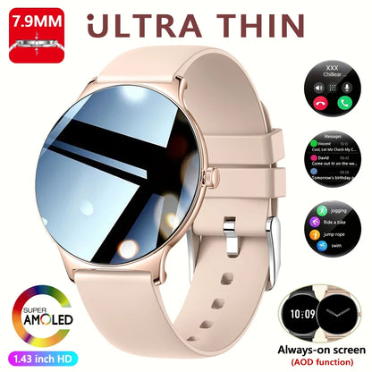 New Ultra Thin Smart Watch Women Screen Always Display Time Sports Bracelet Bluetooth Call Fashion Smartwatch