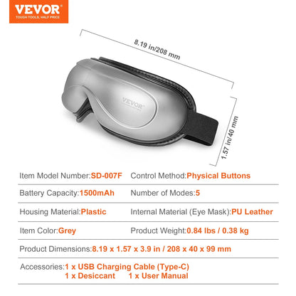 Heated Eye Massager Eye Care Device 5 Modes Bluetooth Music 180¡Ã Foldable