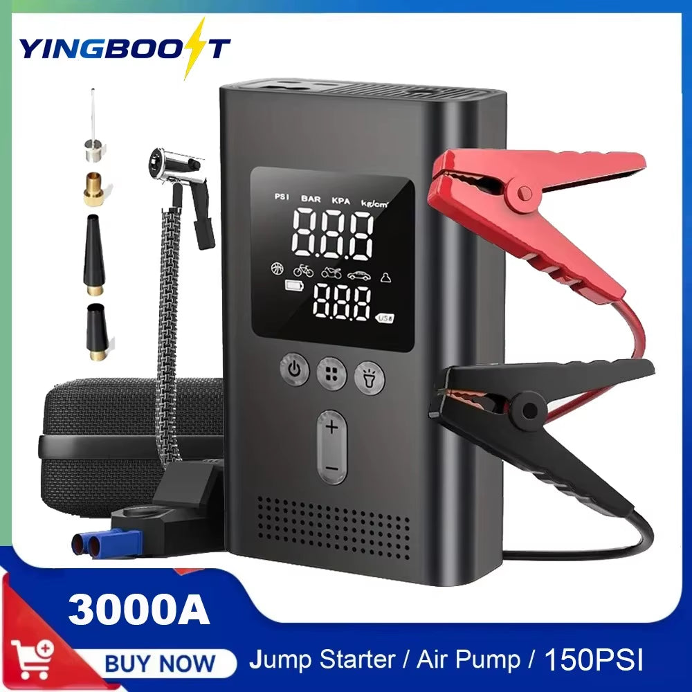 Car Jump Starter with Air Pump Peak 4000A Jump Starter&150Psi Air Compressor, Portable Auto Power Banlk ,Tire Inflator