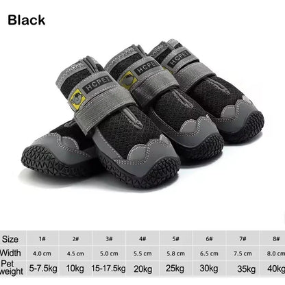 Durable and Breathable 4-Piece Dog Shoe Set for Large Dogs - Anti-Slip Outdoor Footwear for Hiking and Daily Use
