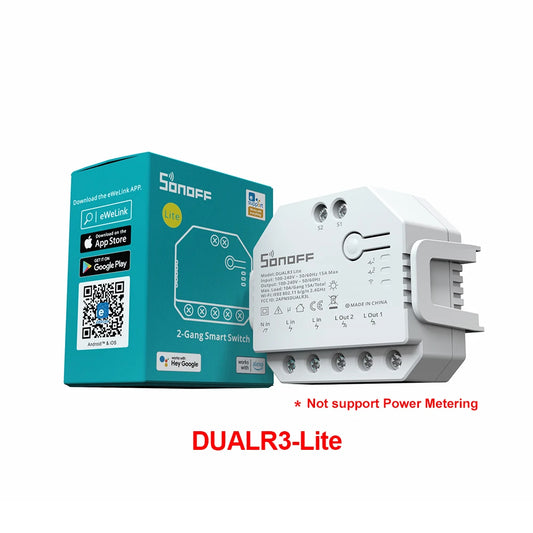 DUAL R3 2 Gang Dual Relay Module DIY Wi-Fi MINI Smart Switch Power Metering Control via Ewelink Alexa Google Smart Home