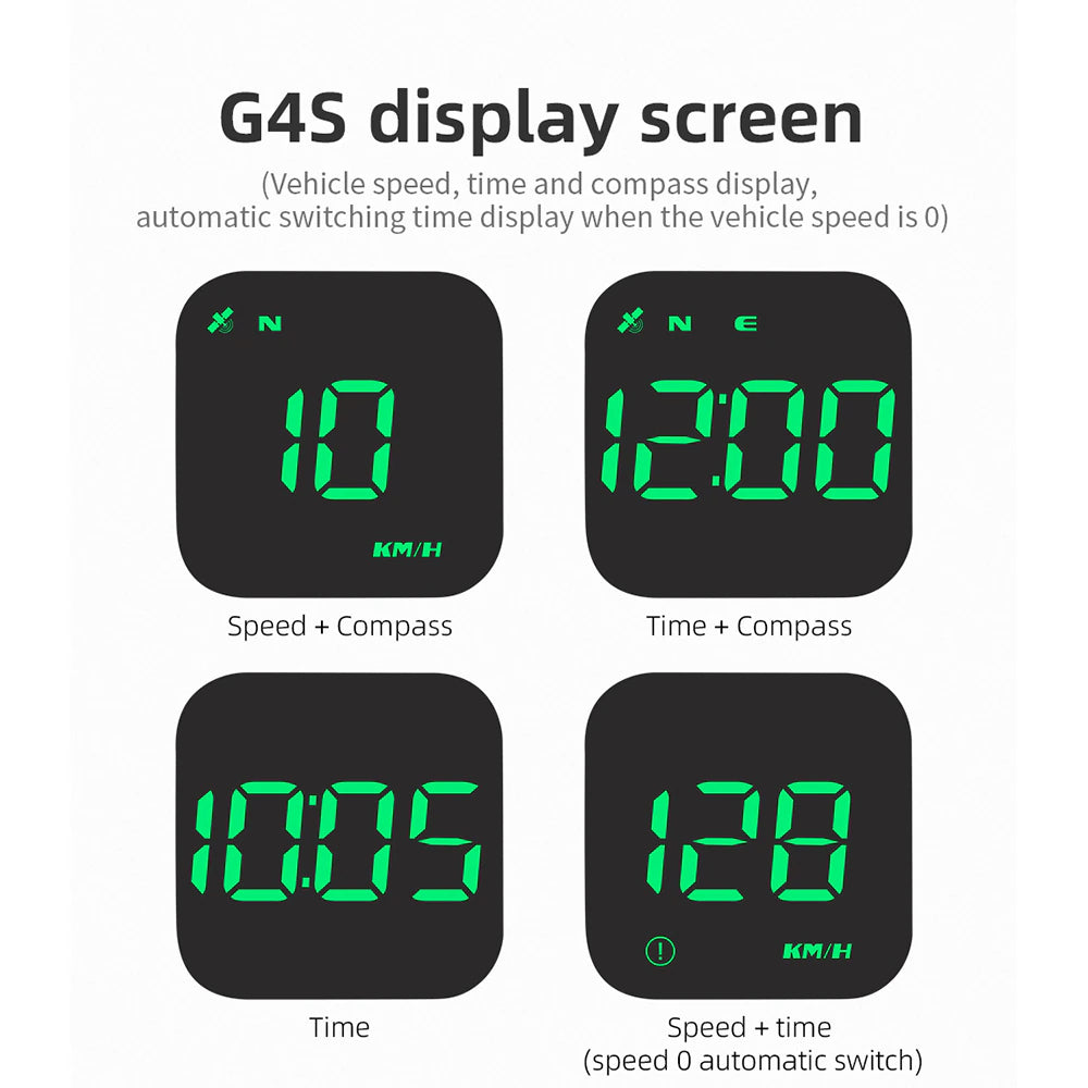 Digital Car HUD GPS Speedometer Head up Display MPH KMH Compass Overspeed Alarm