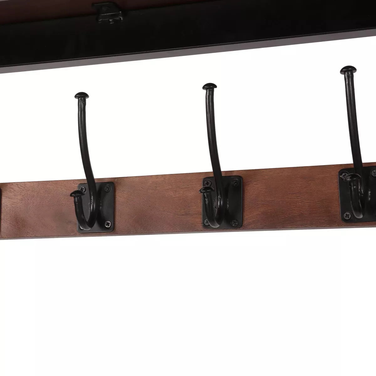 Modern Industrial Handcrafted Mango Wood Coat Rack with Bench Cafe Brown/Black -  Entryway Storage, 5 Hooks