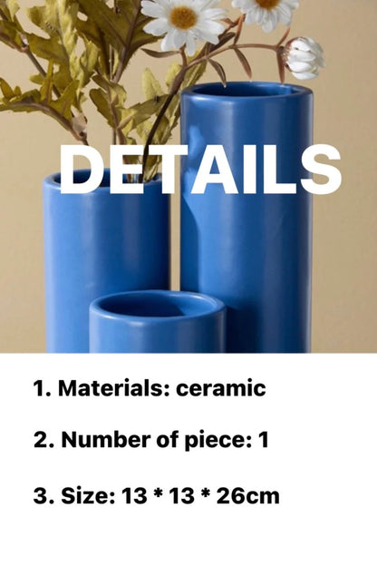 Handmade Funky Memphis Triple Stems Ceramic Vase, Decorative Flower Vessel