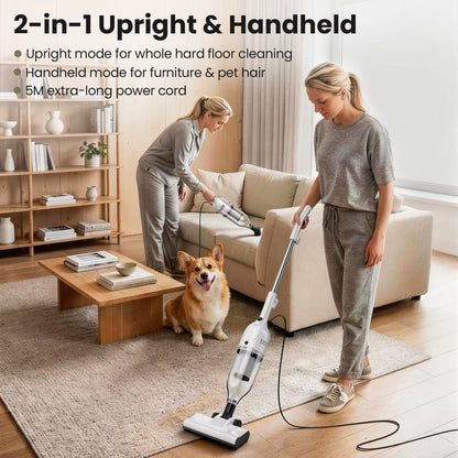 Vastorm R7 Corded Vacuum Cleaner - 600W, 20Kpa Powerful Suction, 3-in-1 Lightweight Handheld Stick Vacuum with 5M Cable, Bagless Design for Hardwood Floors, Carpets, and Pet Hair Removal