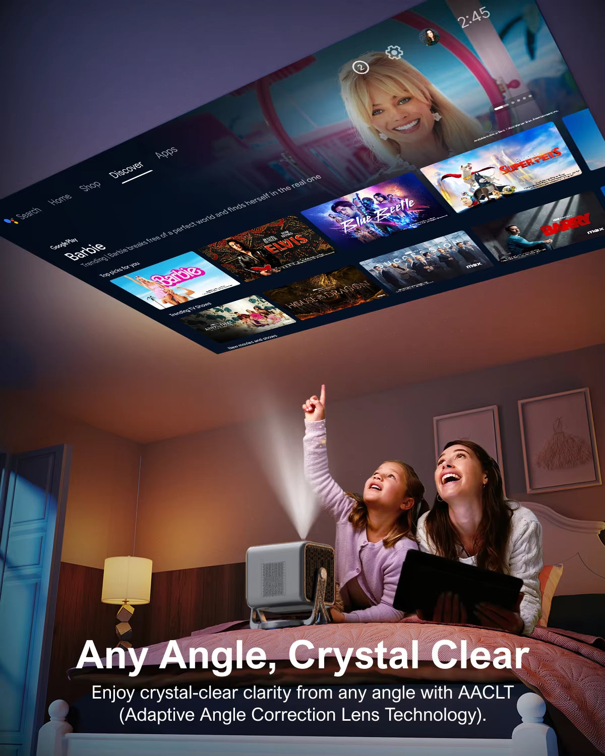 1080P Full HD Projector 4K Portable with 90° Gimbal Smart Android 11.0 5G Wifi Bluetooth Home Theater Projectors