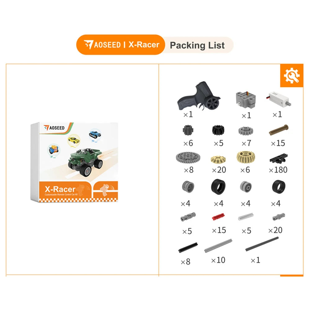 X-Racer Toy Creation Kit 330 Pieces Fit for X-Maker 3D Printed Remote Control Car Assembly STEM Educational DIY Fun