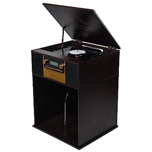 Victor Boyleston 7-In-1 3-Speed Turntable Music Center W Album Storage and USB Port