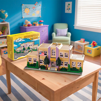 3500PCS Springfield Elementary School Building Blocks Idea Anime Street View Modular Architecture Brick Model Toy Christmas Gift