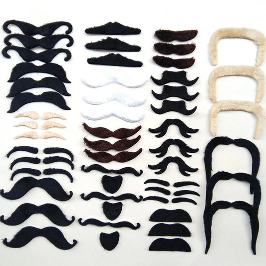 48Pcs Creative Funny Costume Mustache Pirate Party Halloween Cosplay Fake Mustach Beard Whisker Kid Adult Novelty Supplies