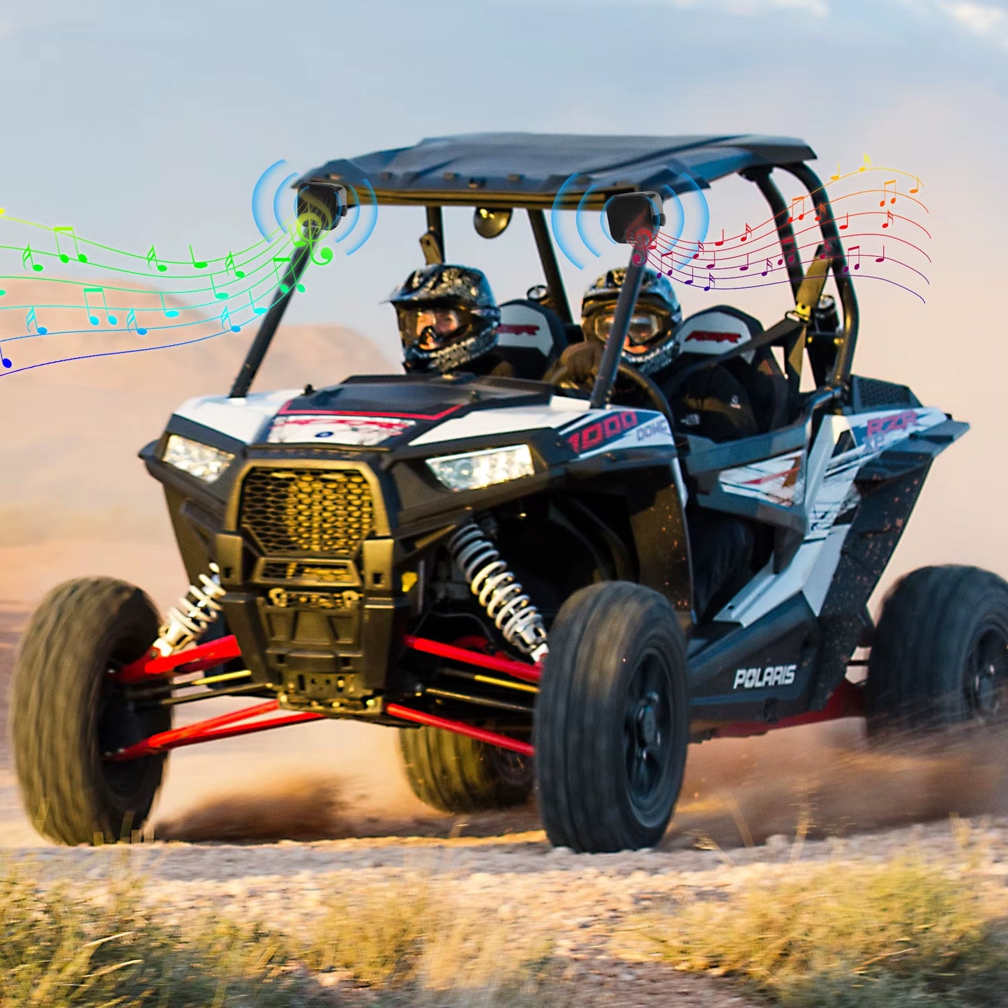 4'' 100W Heavy Duty Waterproof Boat Marine Bluetooth Speakers Surface Mounted for Camper Skid Steer ATV UTV RZR Golf Cart