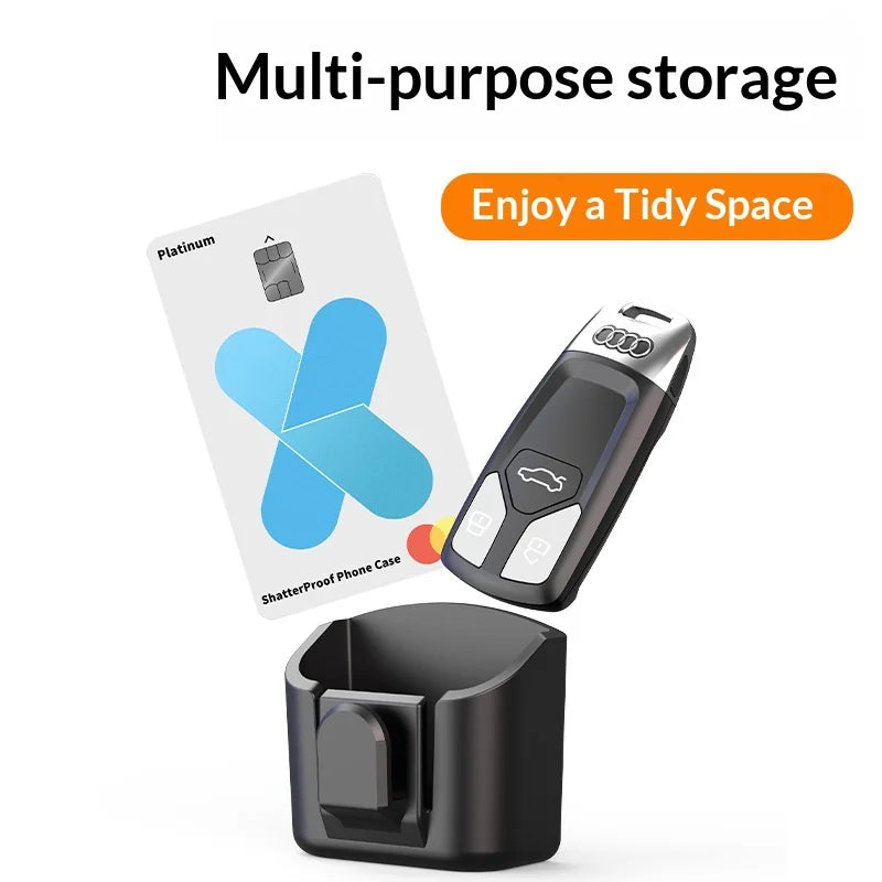 Vehicle Key and Toll Card Storage Box for Dashboard Console