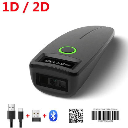 Mini Barcode Scanner USB Wired/Bluetooth/ 2.4G Wireless 1D 2D Scanner QR PDF417 EAN13 Data Matrix Bar Code Reader