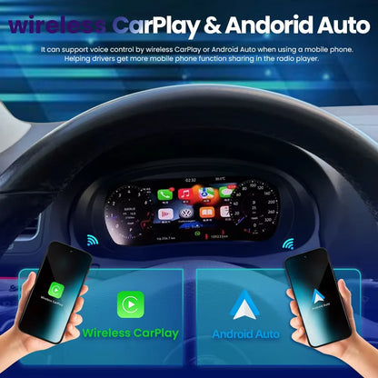 12.3-Inch Digital Dashboard Cluster with Wireless CarPlay and Android Auto for VW Golf 7 MK7 (2013-2020) - Virtual Cockpit Instrument Panel