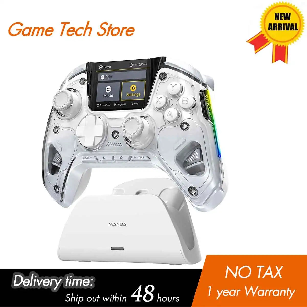 Mamba One V2 Wireless Gaming Controller for Switch/Pc/Ios/Android Hall Effect Stick RGB Light 1800Mah with Charging Dock