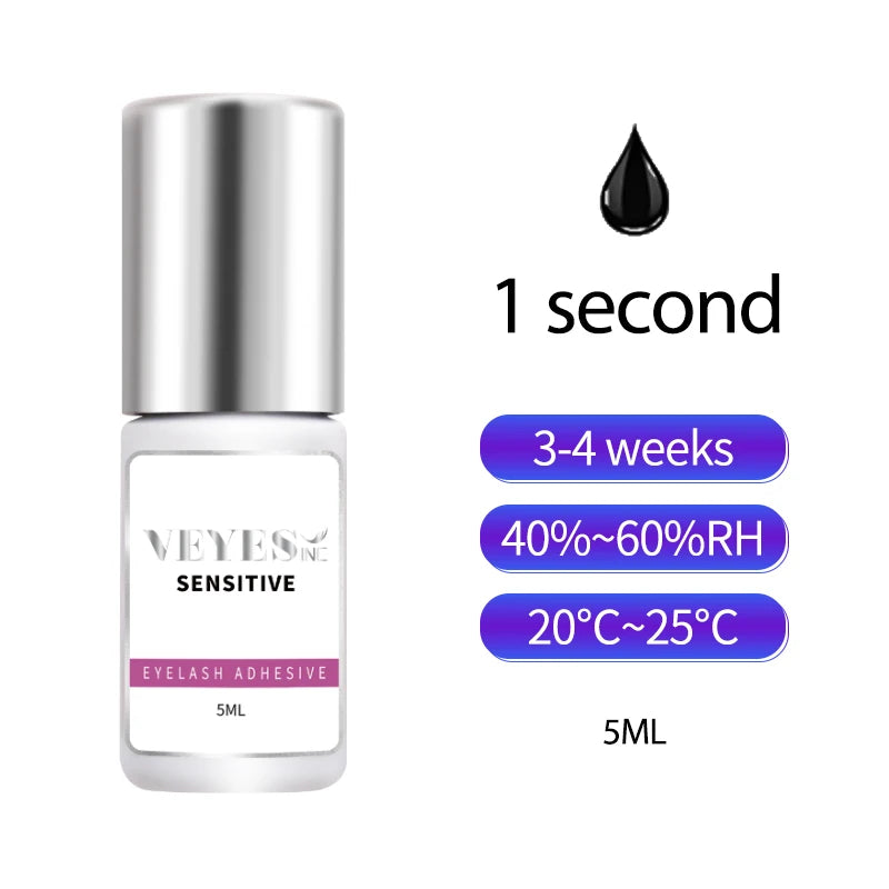 Veyes Inc 5ml Eyelash Extensions Adhesive - Fast Drying (0.5 Seconds) with 7 Weeks Retention for Volume Makeup Applications