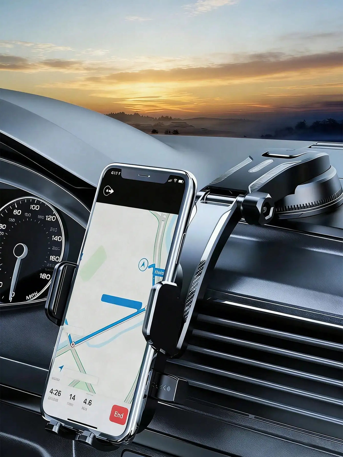 Car Phone Holder with Automatic Suction Cup and 360° Rotation - Universal Mount for Windshields, Suitable for Trucks and Sedans, Ideal for Stable Navigation and Smartphone Use