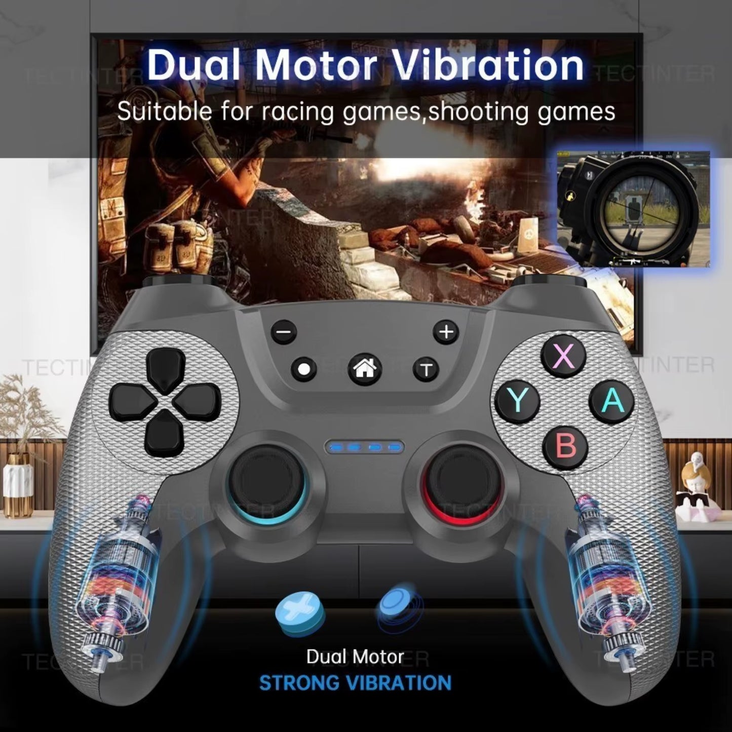 TECTINTER Support Bluetooth Wireless Controller Compatible / Oled Android Gamepad USB Joystick Control