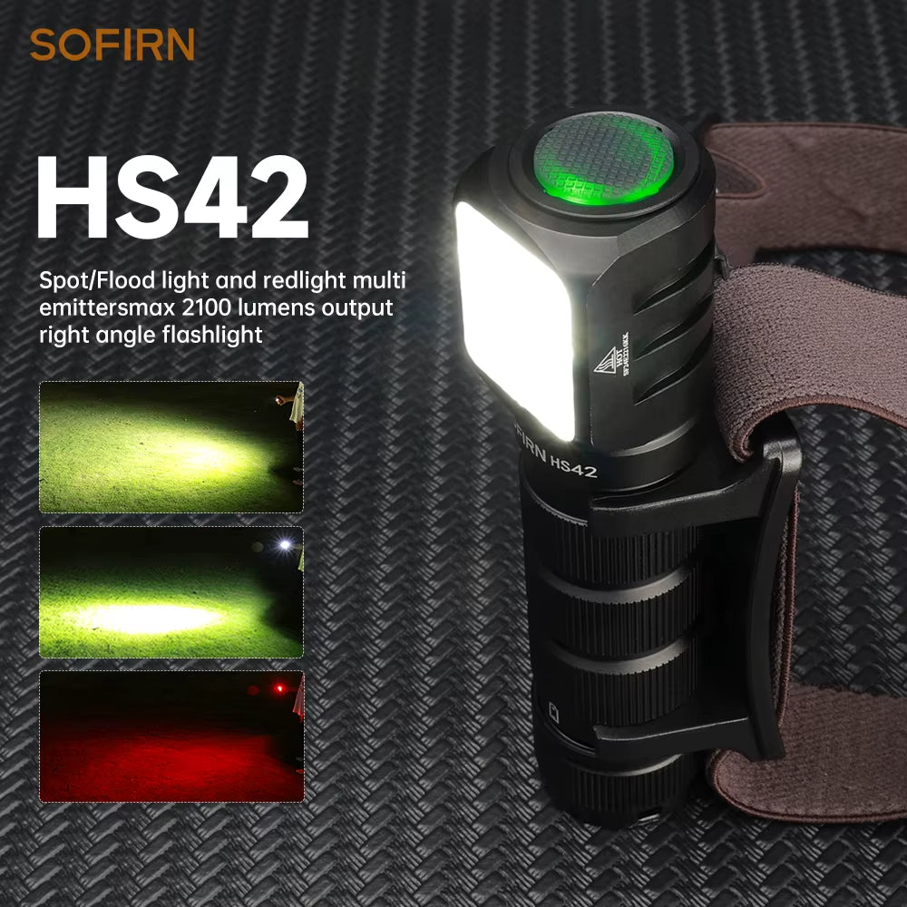 Sofirn HS42 2100 Lumen Rechargeable Headlamp with SST40 LED and Magnetic Base for Camping - EDC USB-C Flashlight