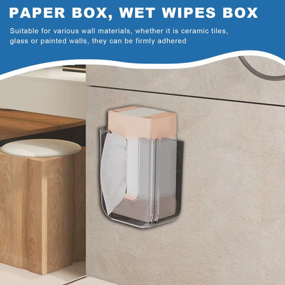 Bathroom Wipe Holder and Storage Organizer with Adhesive Dispenser for Kitchen and Toilet Use