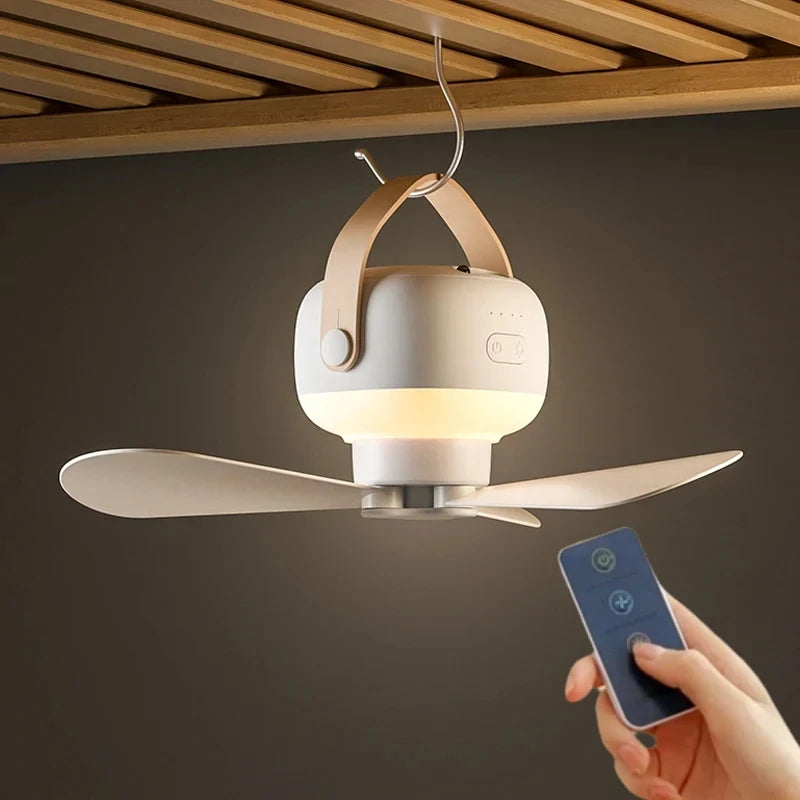 Tevorex Portable Ceiling Fans 7200Mah Outdoor Camping Fan with Remote Control LED Lighting Tent Ventilator Cooler Rechargeable Electric Fan